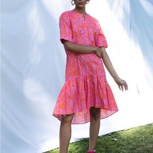 Tucker Pink and Orange High Low Dress